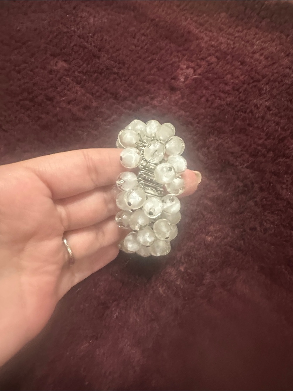Clear Beaded Stretch Bracelet - Women Accessories